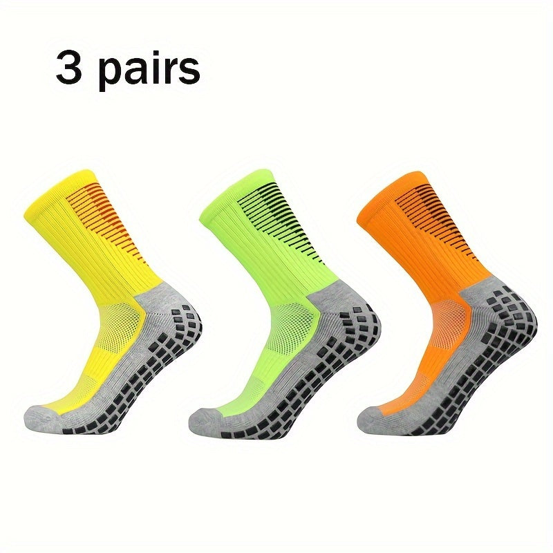3 Pairs Non Slip Football Socks for Men Sport Socks Running Basketball Crew