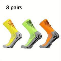 3 Pairs Non Slip Football Socks for Men Sport Socks Running Basketball Crew