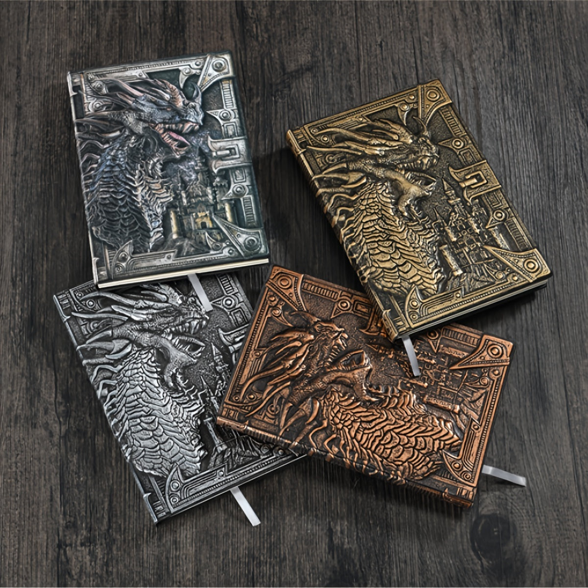 A5 Vintage Embossed Dragon Notepad Metal Stereo