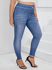  Denim Print High Rise Leggings