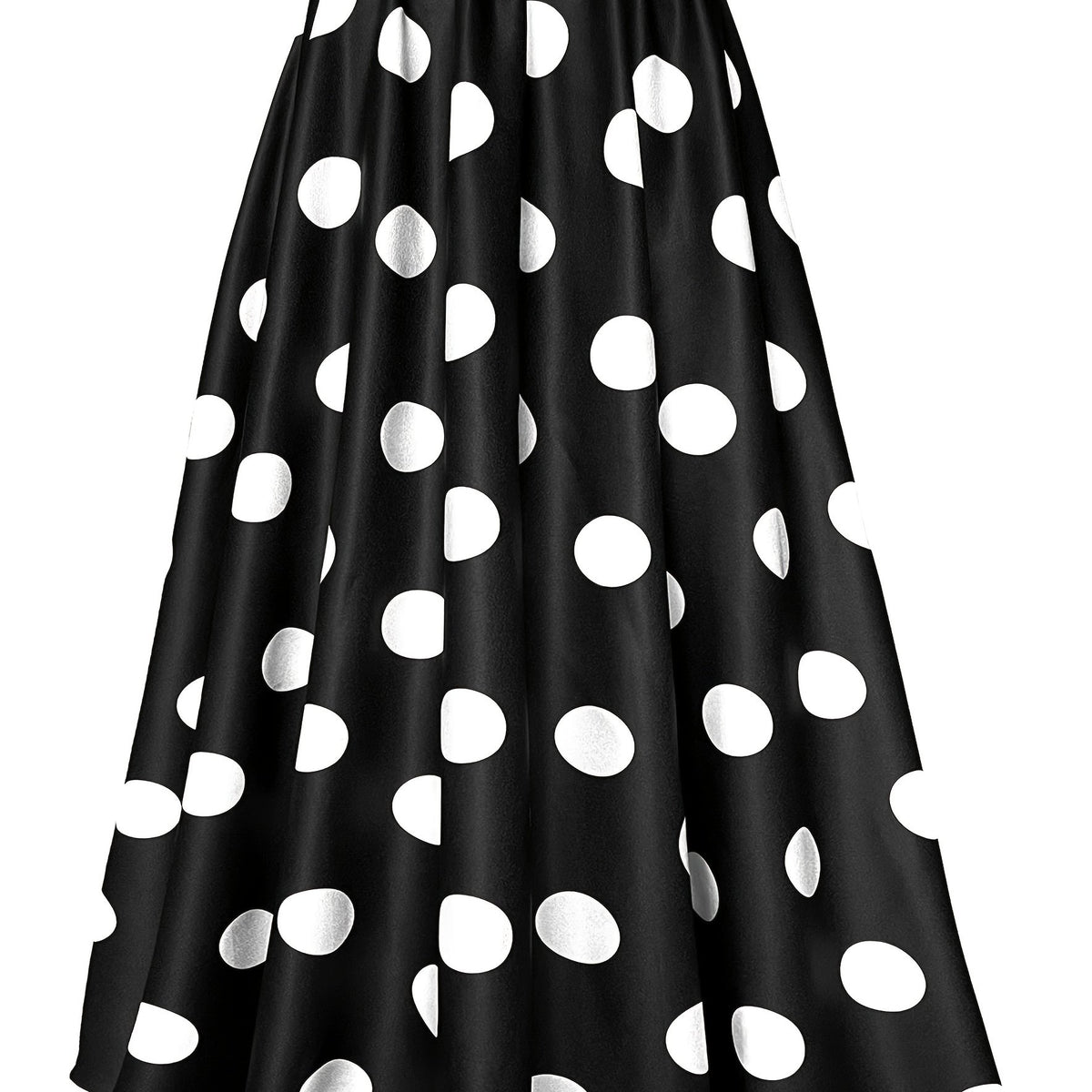  Polka Dot Print Elastic High Rise A line Maxi Skirt