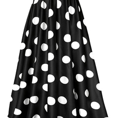  Polka Dot Print Elastic High Rise A line Maxi Skirt
