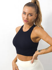 Ribbed Knit Tank Top Seamless Stretchy Yoga Crop