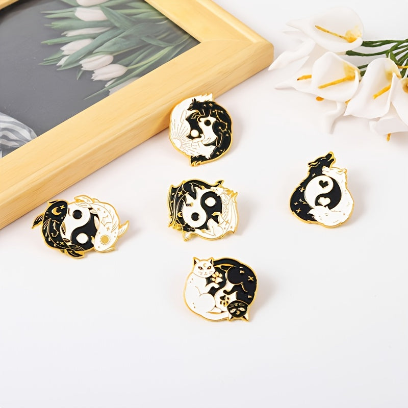 Yin Yang Eight Trigrams Enamel Pins Lucky Koi Brooch