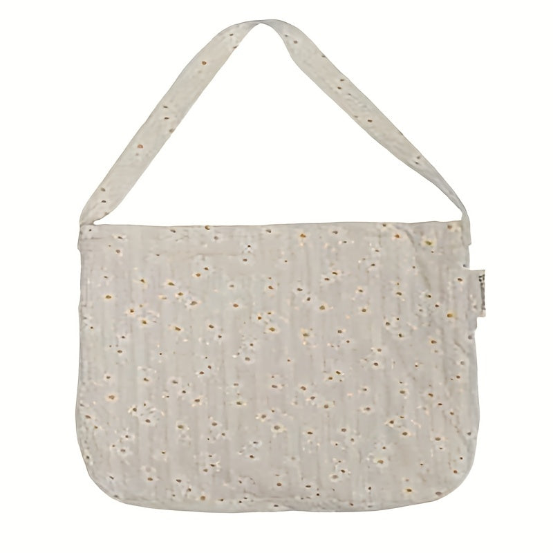 Casual Daisy Pattern Canvas Shoulder Bag Large Capacity Shopping Bag