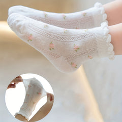 5 Pairs Kids Socks Flowers Pattern Girls Spring Summer Children Baby Girl Clothi