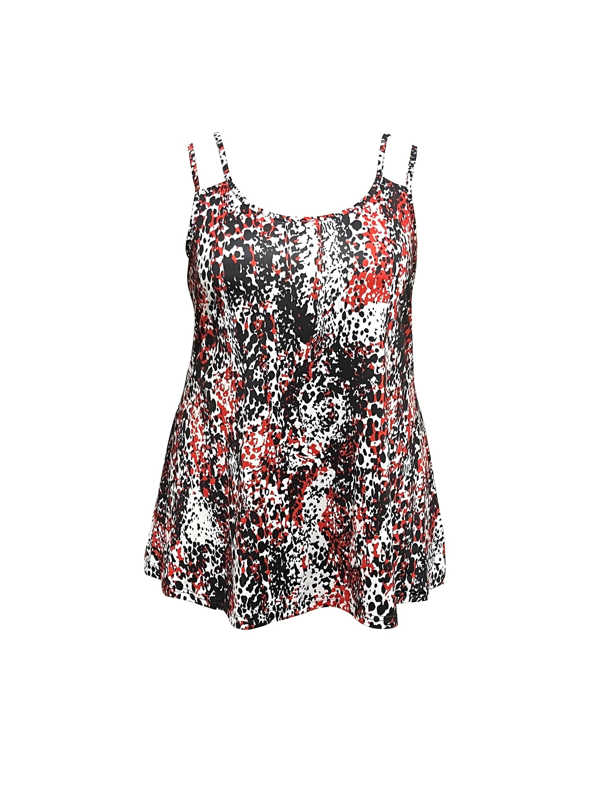  Casual Tank Top Women's Plus Random Print Round Neck