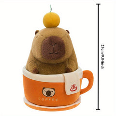 2pcs Capybara Plush Toy Set Office Decor Removable from Cup