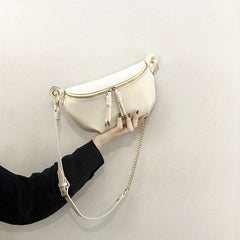 Chain Crossbody Bag Double Zipper Waist Bag