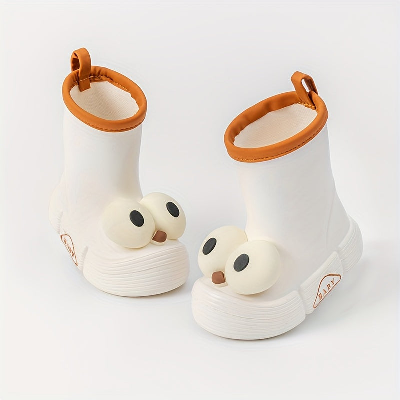 JIAGEYA Boy's Slip On Rain Boots Funny Pattern Waterproof Shoes For Kids