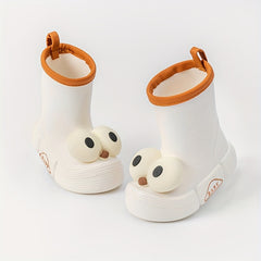 JIAGEYA Boy's Slip On Rain Boots Funny Pattern Waterproof Shoes For Kids