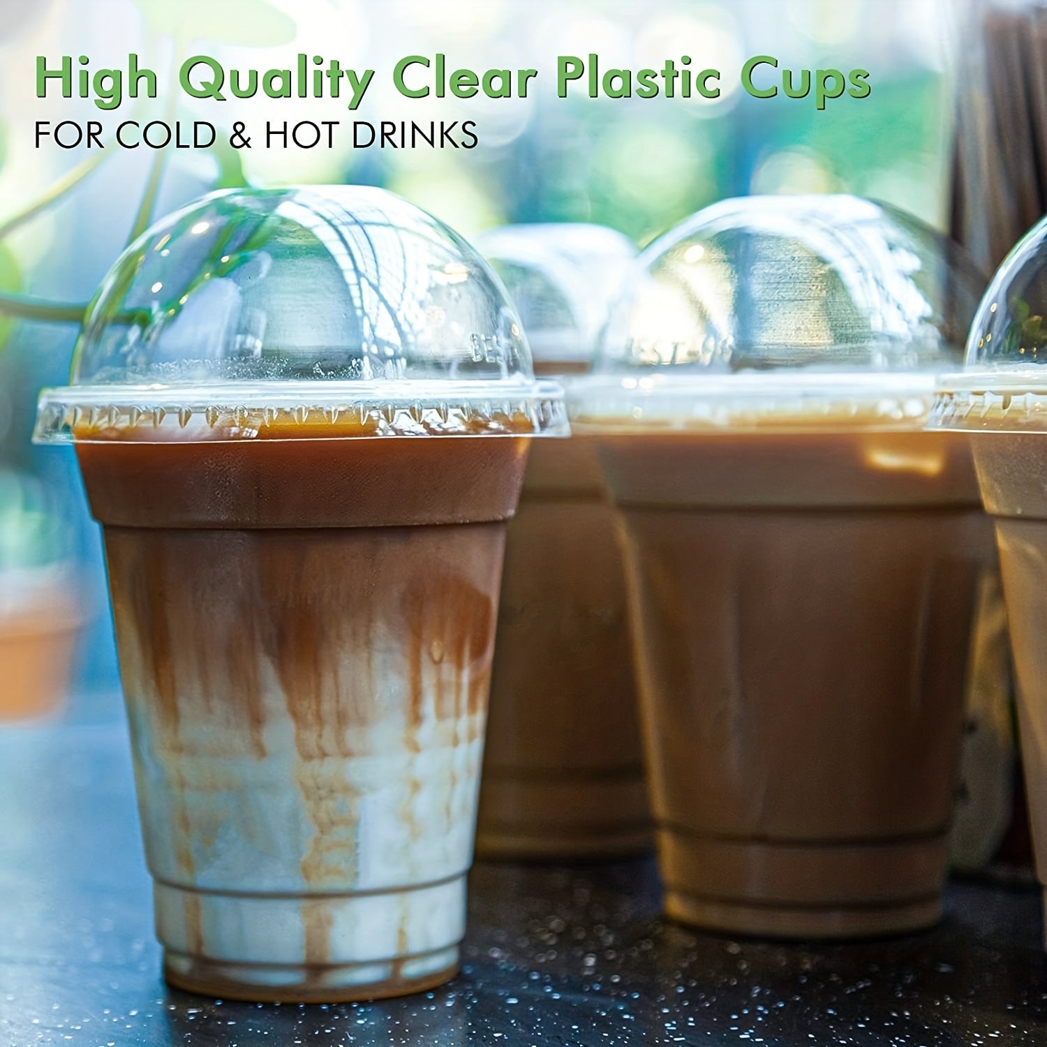 50pcs Disposable Water Cups 12oz 17oz 24oz Leak Proof Plastic Coffee Cups