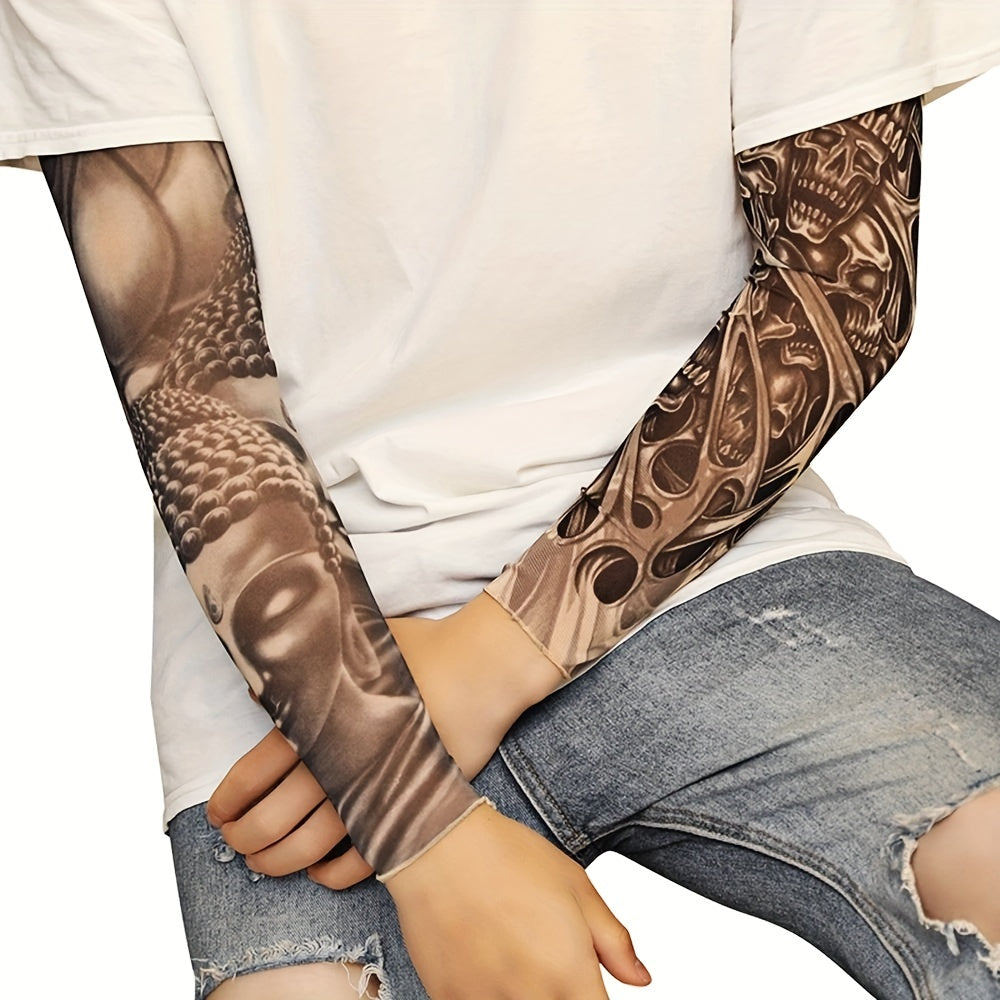 Tattoo Print Arm Sleeve Unisex Ice Sleeves Long Elastic Glove