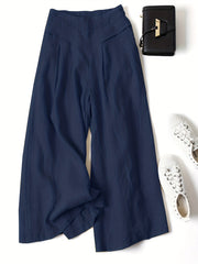 Women's Plus Elastic Wide Leg Pleated Pants