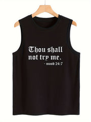 Print Sleeveless Sports Vest Round Neck Casual Tops