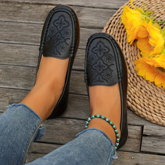 Women's Floral Embroidered Slip On Soft Sole Shoes