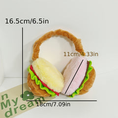 Cozy Hamburger Plush Ear Warmers Foldable Earmuffs