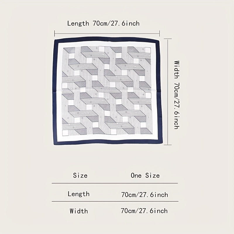 Geometric Stripe Print Bandana Square Scarf Woman Satin Shawl