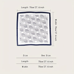 Geometric Stripe Print Bandana Square Scarf Woman Satin Shawl