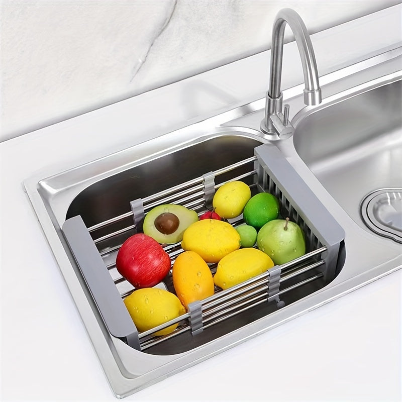 Extendable Drain Basket Dish Rack for Kitchen Sink