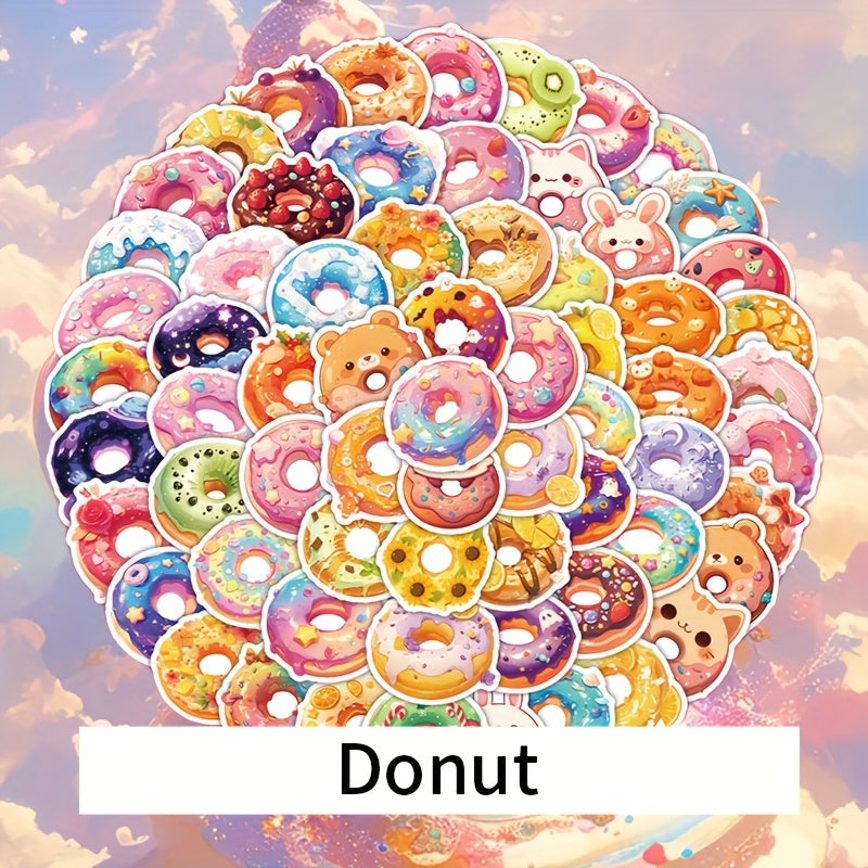80 Cartoon Donut Stickers Playful Designs for Bottles Laptops Guitars Bikes