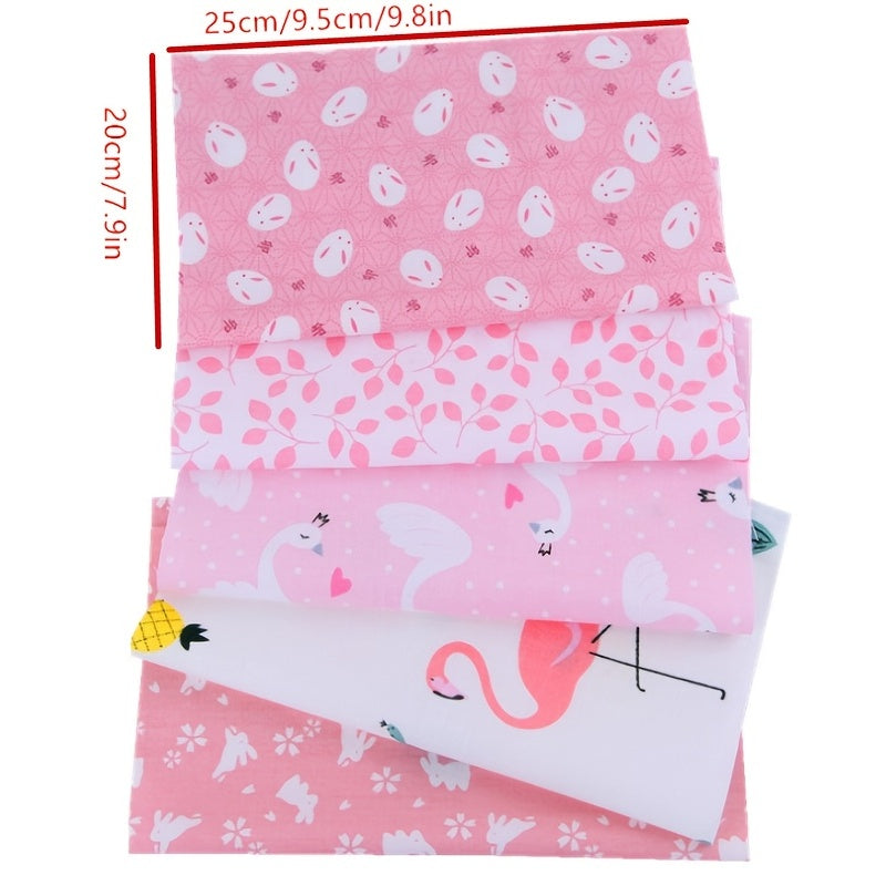 5pcs DIY Cotton Cloth Flower Print Fabric Sewing Supplies