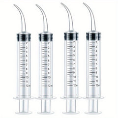 4pcs 12ml Reusable Plastic Syringes for Pet Teeth Rinsing & Labs
