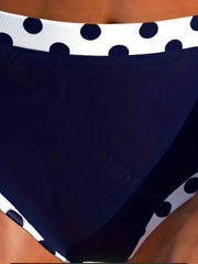  Boho Bikini Set Polka Dot Print Tie Front V Neck Bra & Pa