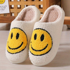 Women's Warm Smile Face Slippers - Cozy Fuzzy Home Plush Shoes