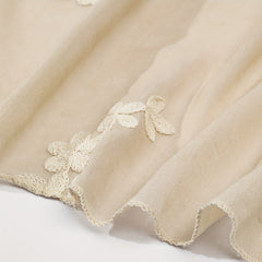 Beige Flower Embroidery Scarf Hijab Shawl Windproof Head Wraps Bandana