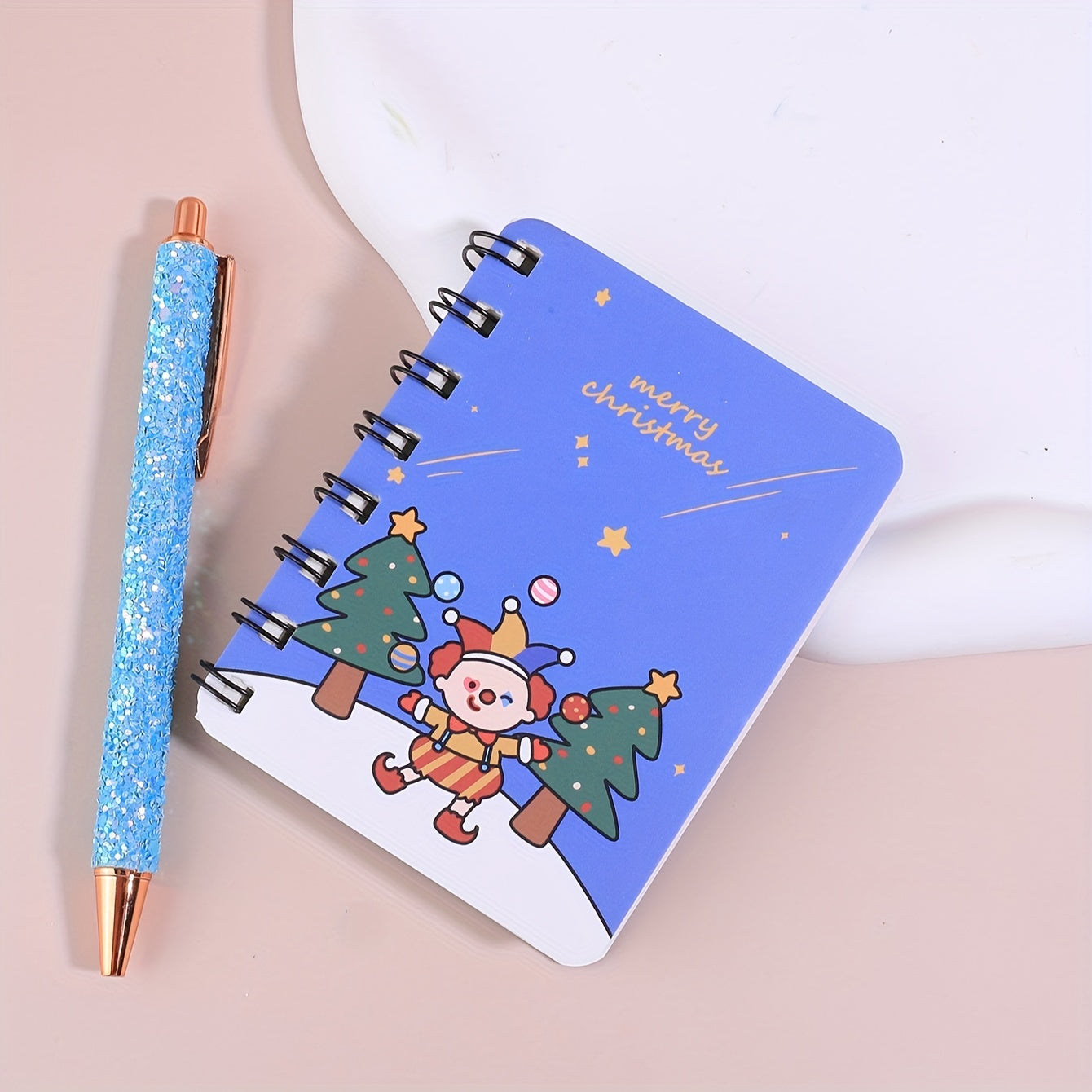 Cartoon Christmas Theme Coil Book - Mini Journal Book