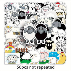 50pcs Cartoon Sheep Stickers PVC Decals for Laptops Skateboards
