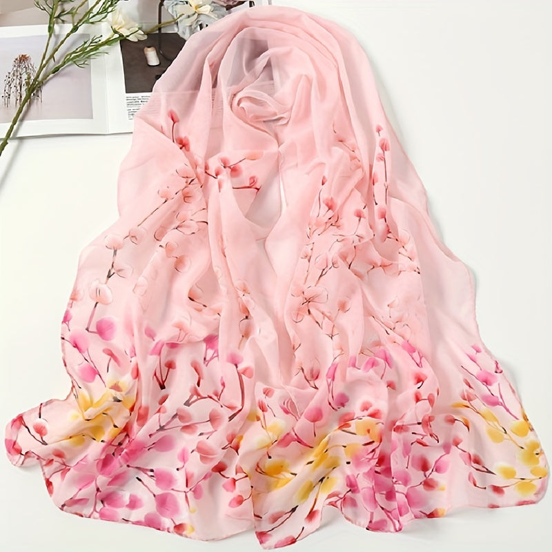 Leaf Chiffon Scarf Printed Breathable Shawl Outdoor Windproof Gauze Head Wrap