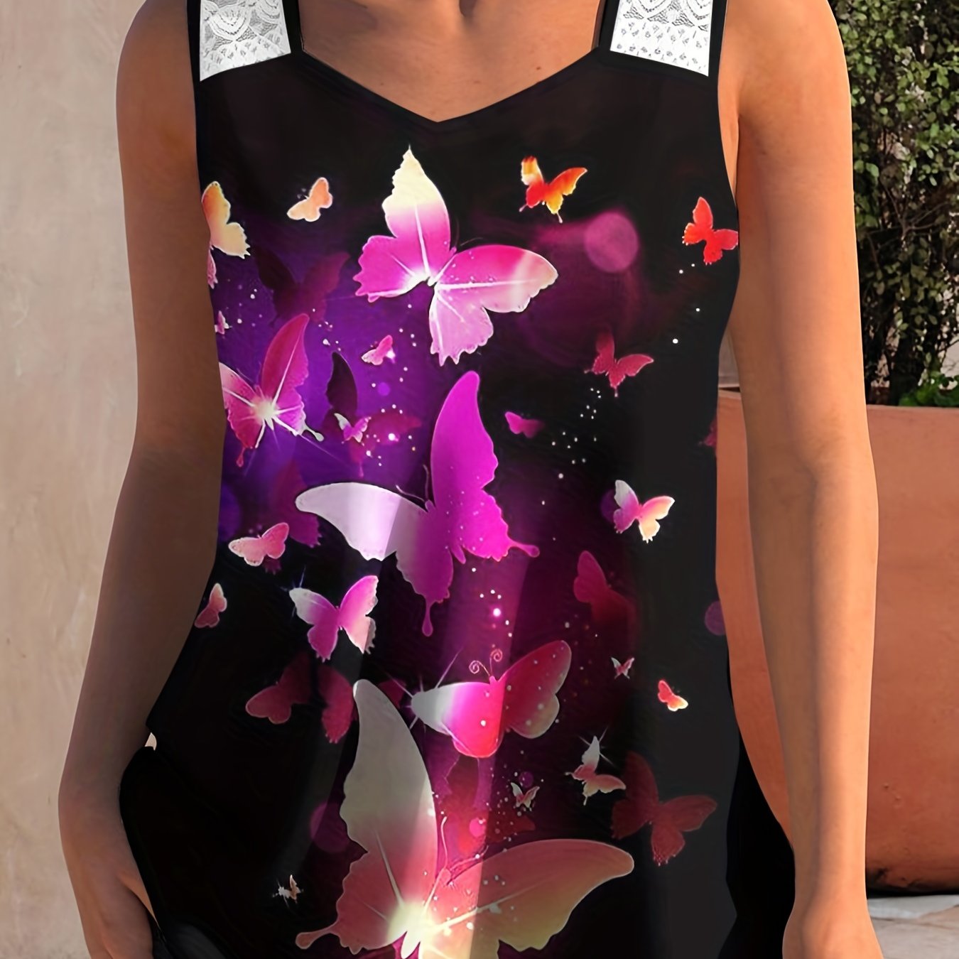  Butterfly Print Tank Top