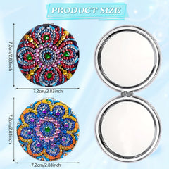 2pcs Floral Diamond Painting Makeup Mirror Double Sided