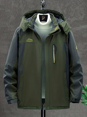 Men's Winter Hooded Jacket Thick Plush Ski Coat Windproof Waterproof