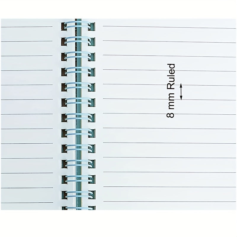 1pc A5 Spiral Notebook Plastic Hardcover 8mm Ruled 358 Sheets Light Pink/Green