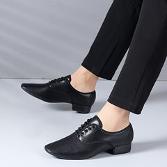 Men's Low Heel Point Shoes Comfy Lace Up Dance Shoes