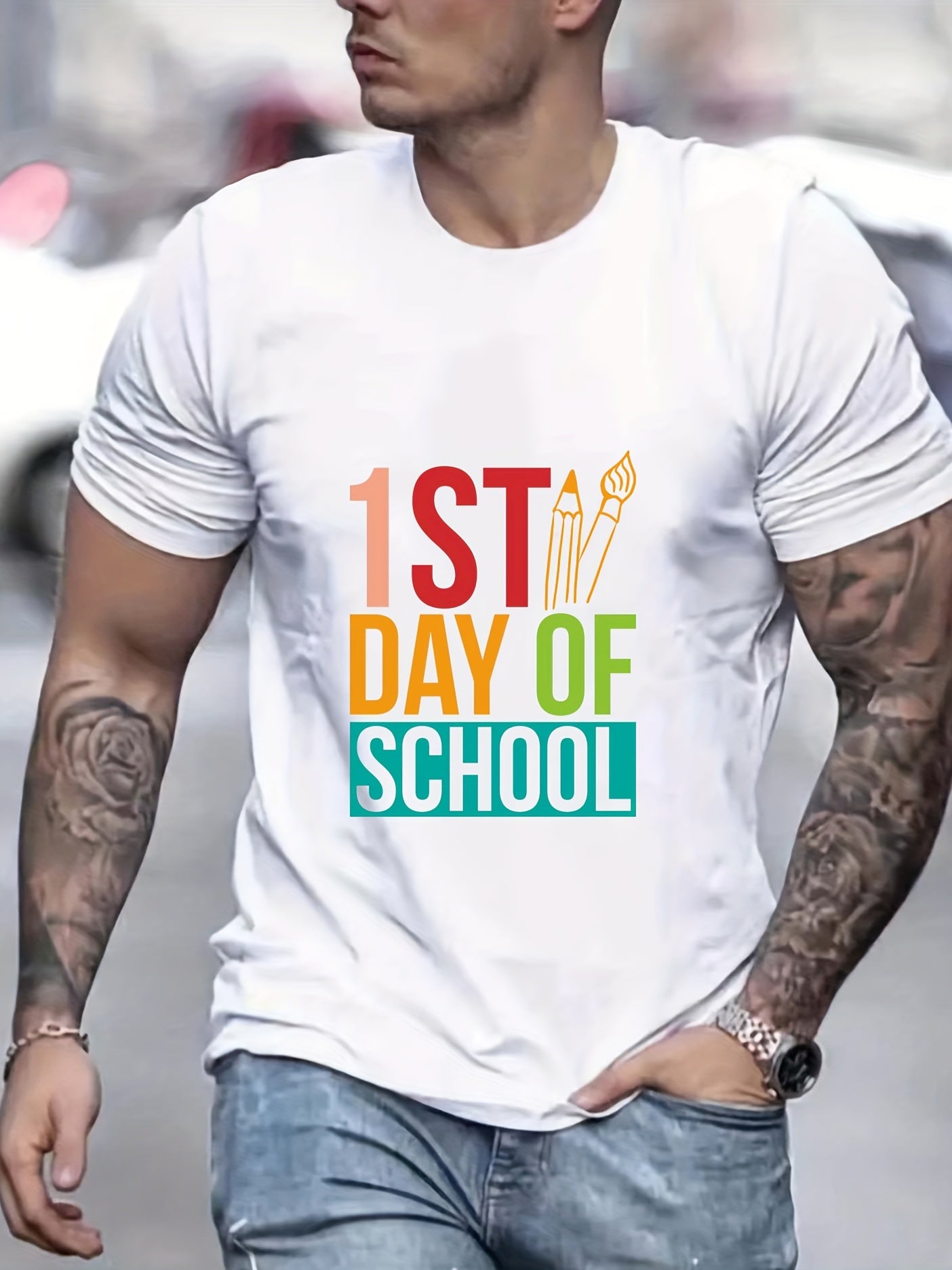 Back To School Men's Graphic Crew Neck Active T-shirt