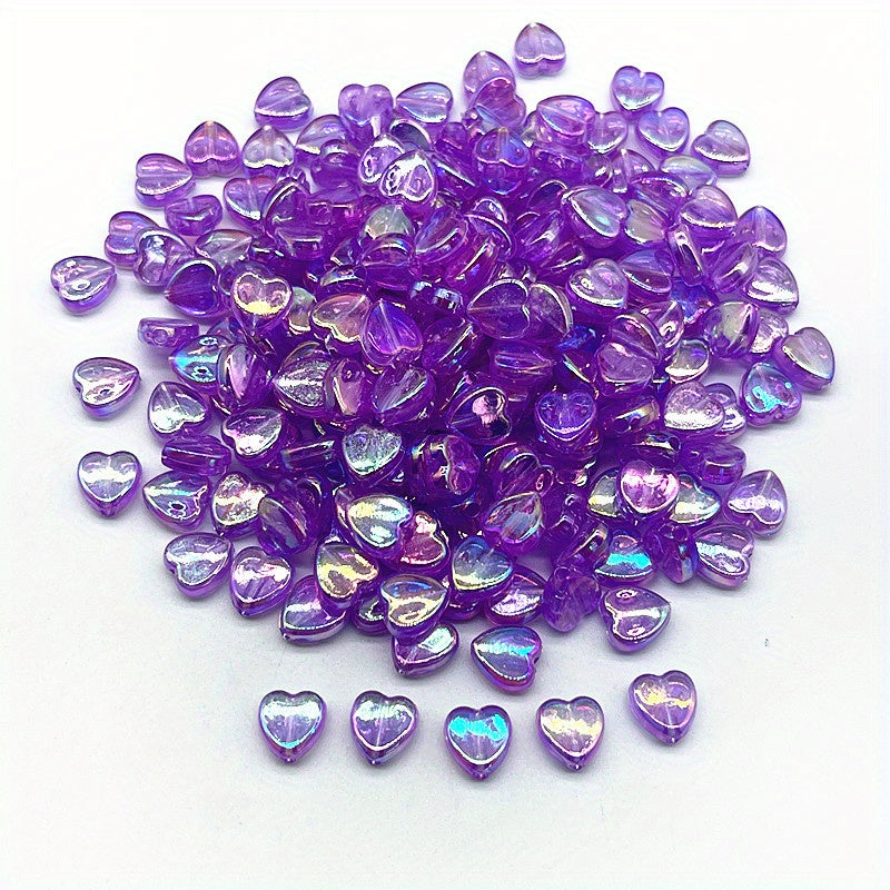 100pcs 8mm AB Heart Shape Acrylic Beads for Jewelry Making