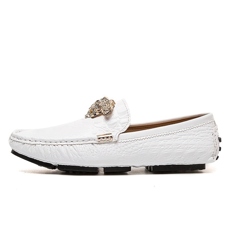 Women's Metal Decor Flat Loafers PU Leather Moccasin Shoes