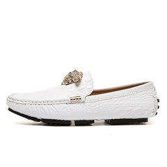 Women's Metal Decor Flat Loafers PU Leather Moccasin Shoes