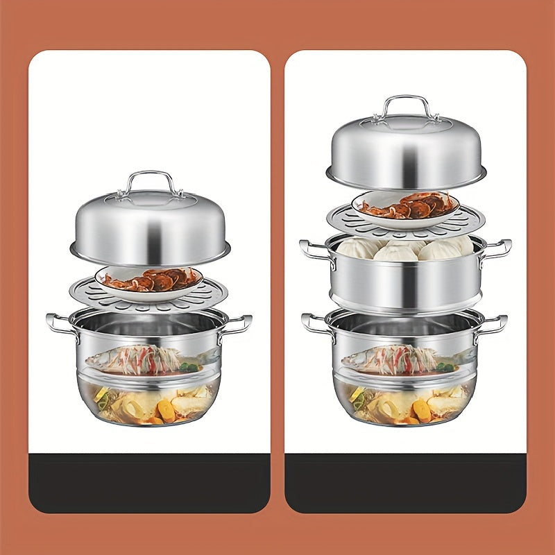 Stainless Steel 2 3 Tier Steamer Pot 30cm Lid Kitchen Utensils Gadgets Accessori