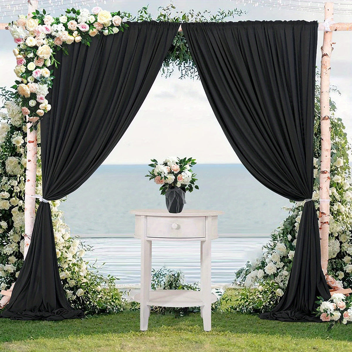 2pcs Rod Pocket Curtains for Weddings Parties and Home Decor