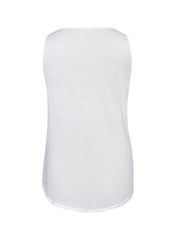  Solid Round Neck Stretch Tank Top