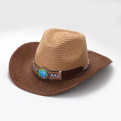 Boho Cowboy Hat Vintage Western Straw Hat