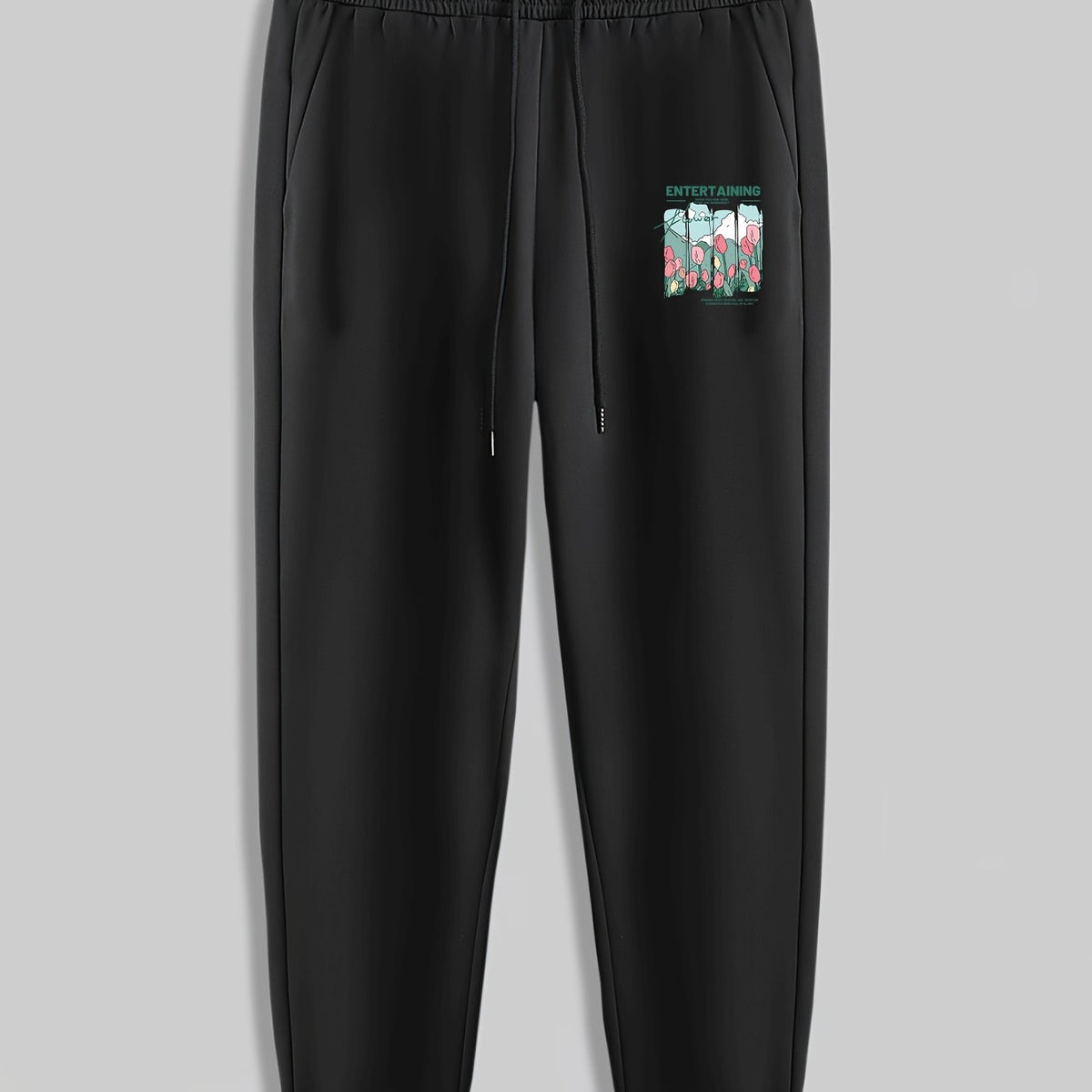 Tulip Print Men's Pants Drawstring Sweatpants Loose Casual Trousers