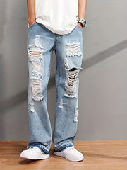 Men's Ripped Jeans Street Style Distressed Denim Pants