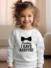 Girls Bow Tie Pattern Crew Neck Sweatshirt For Spring Fall Christmas Gift