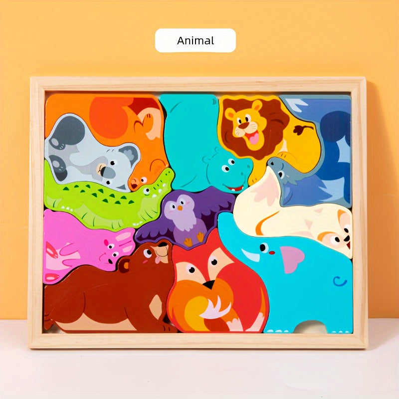 Wooden 3D Puzzle Set for Kids Educational